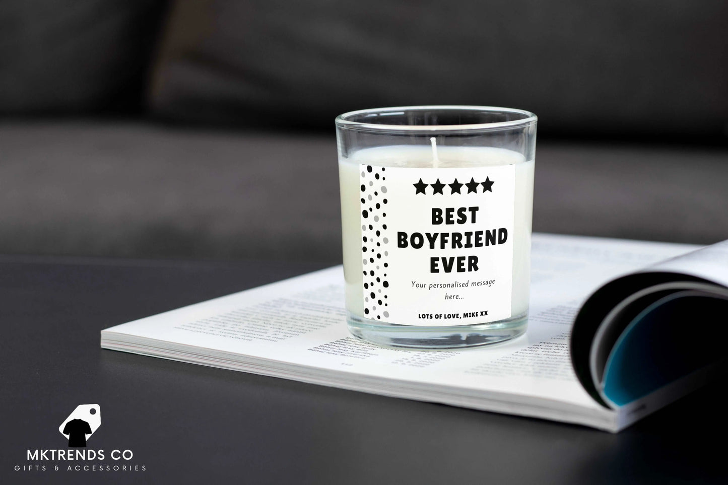 Personalised Best Boyfriend 5 Stars Candle | Gifts for Boyfriend