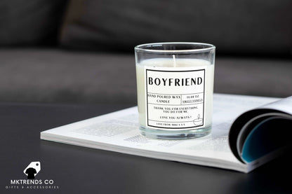 Personalised Bold Any Text Boyfriend Candle | Gifts for Boyfriend