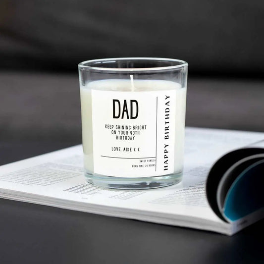 Personalised Dad Happy Birthday Candle | Birthday Gifts for Dad