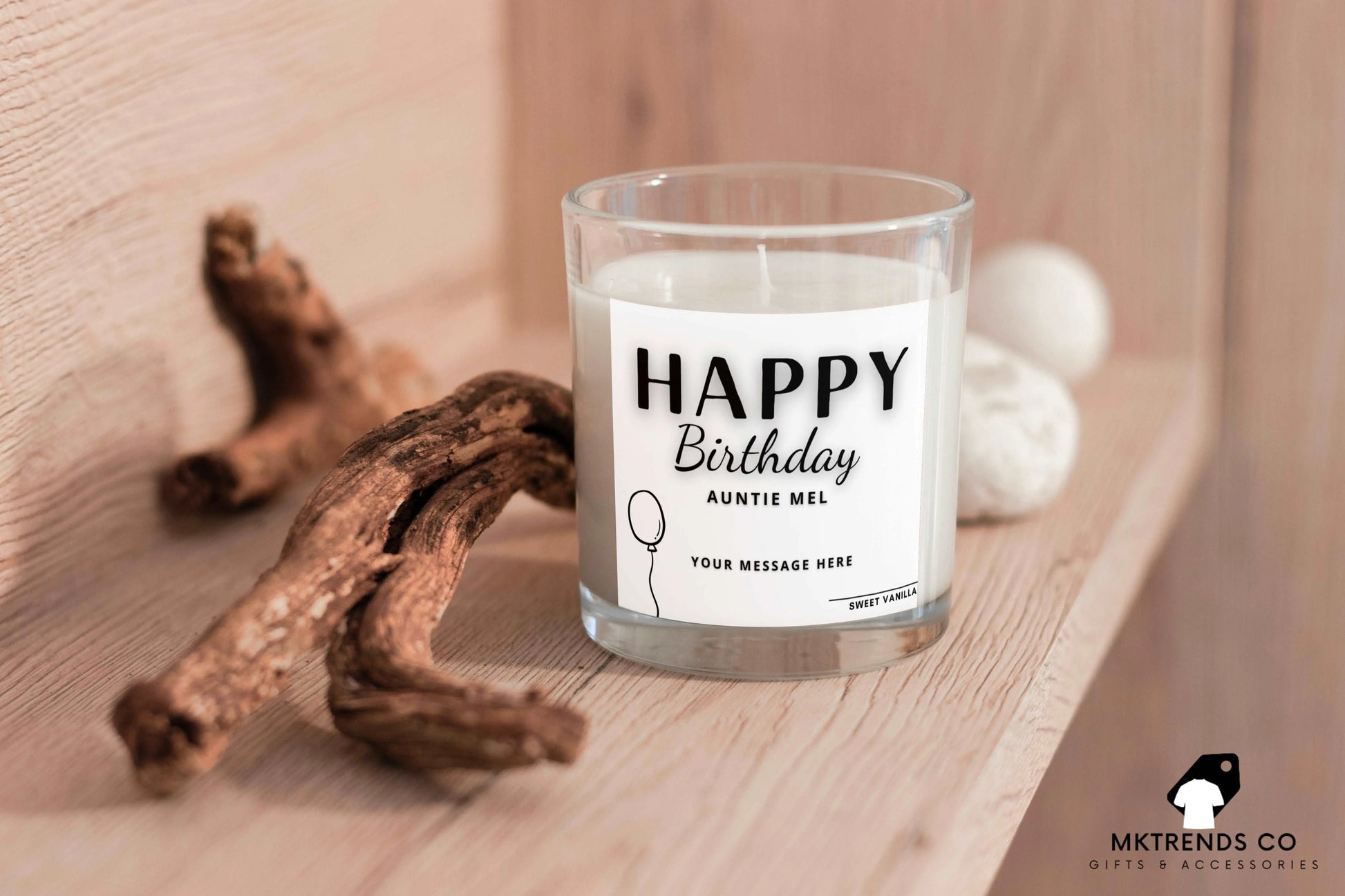 Personalised Happy Birthday Auntie Balloon Candle