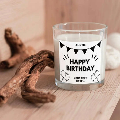 Personalised Happy Birthday Auntie Banner Candle | Birthday Gifts for Auntie