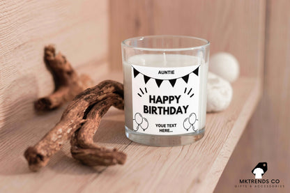 Personalised Happy Birthday Auntie Banner Candle | Birthday Gifts for Auntie