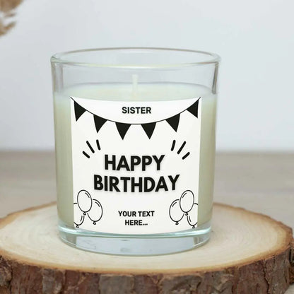 Personalised Happy Birthday Banner Sister Candle