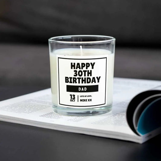 Personalised Happy Birthday Dad Candle | Birthday Gifts for Dad