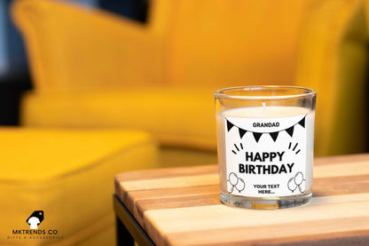 Personalised Happy Birthday Grandad Banner Candle | Birthday Gifts for Grandad