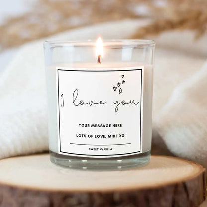 Personalised I Love You Hearts Candle