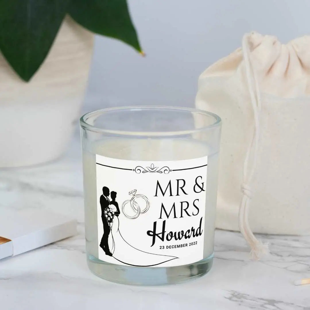 Personalised Mr & Mrs Wedding Candle | Gifts for Bride