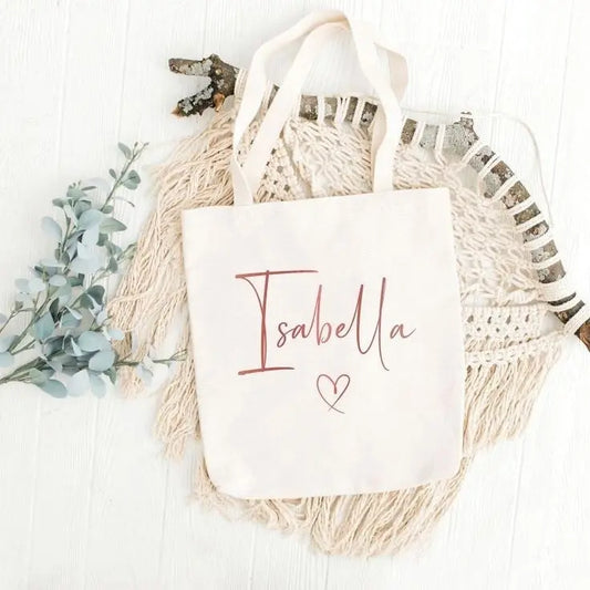 Personalised Name & Heart Tote Bag