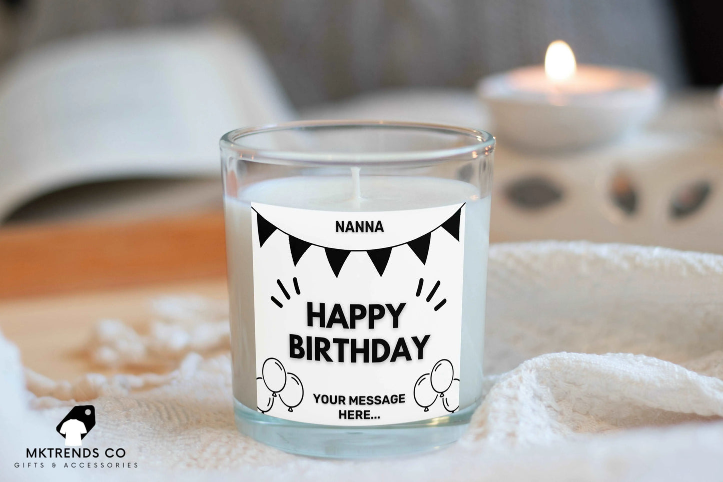 Personalised Nanna Happy Birthday Banner Candle