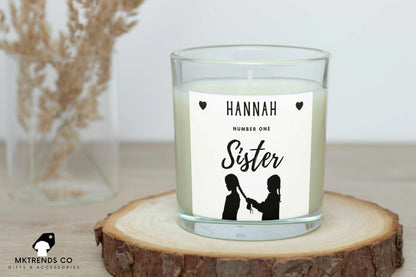 Personalised Sister Silhouette Candle