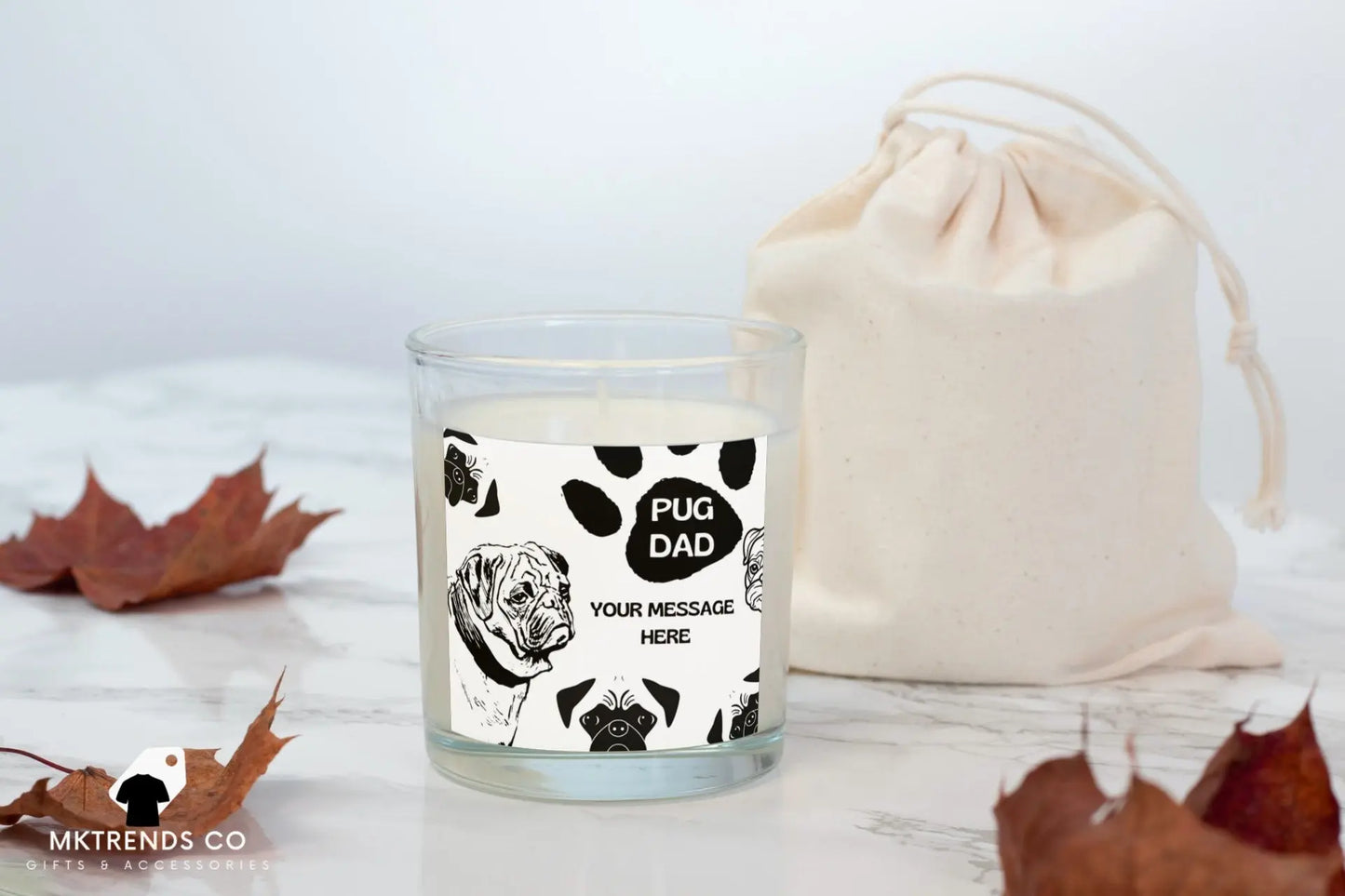 Pug Personalised Candle | Funny Candle | Novelty Gift MKTrends Co